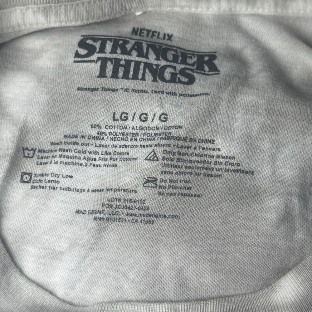 Stranger Things Cartoon Netflix Men's L Gray Tie Dye Short Sleeve TShirt Graphic - Picture 4 of 4